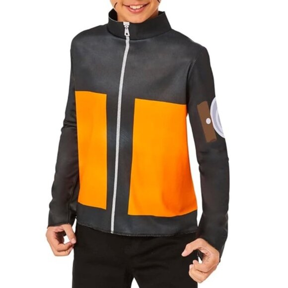 Naruto Other - Kids Naruto Full Zip Orange and Grey Jacket